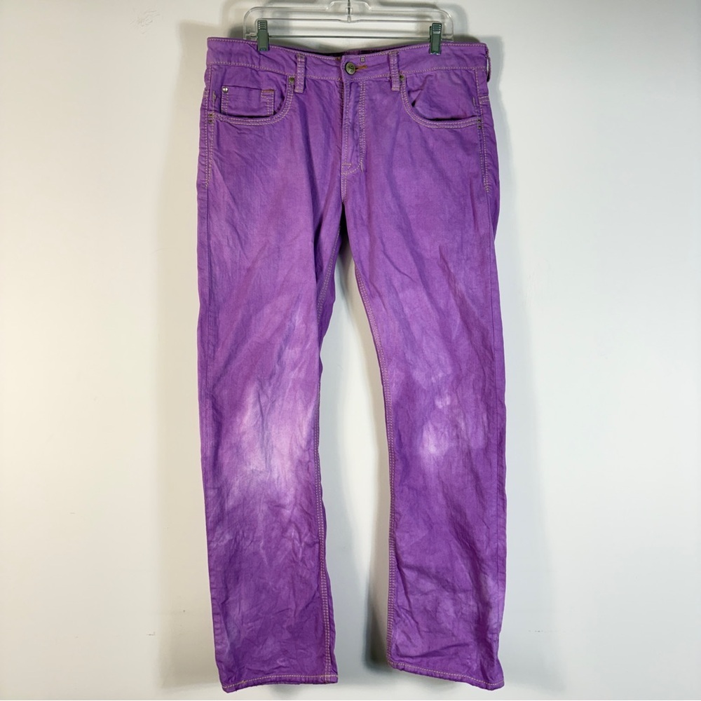 Buffalo David Bitton SIX Slim Straight Purple Tie Dye Jeans 36x34